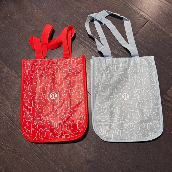 lululemon small reusable collectible tote bags limited edition blue red - Picture 1 of 10